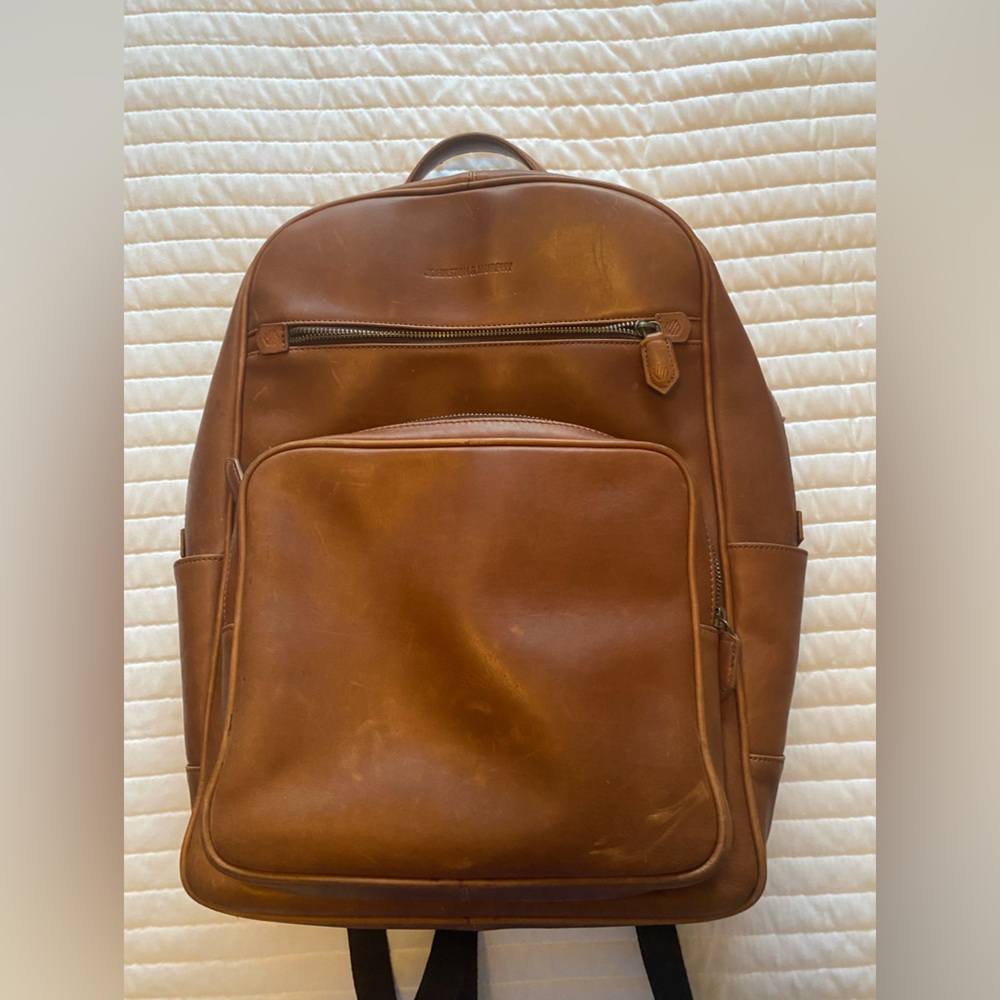 Johnston & Murphy Rhodes Backpack. Tan Full Grain